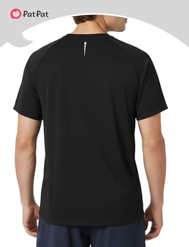 PATPAT Workout Shirts for Men Quick Dry Workout T-Shirts Summer Short Sleeve Running Tops Loose Athletic Wear, Black, XL - Thumbnail 3