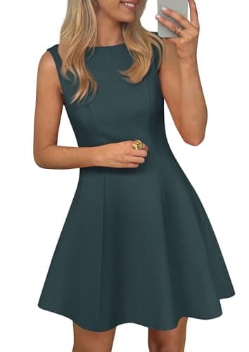 PRETTYGARDEN Cocktail Dresses for Women 2026 Summer Formal Boat Neck A Line Spring Elegant Graduation Party Mini Dress (Dark Cyan,XX-Large) - Image 1