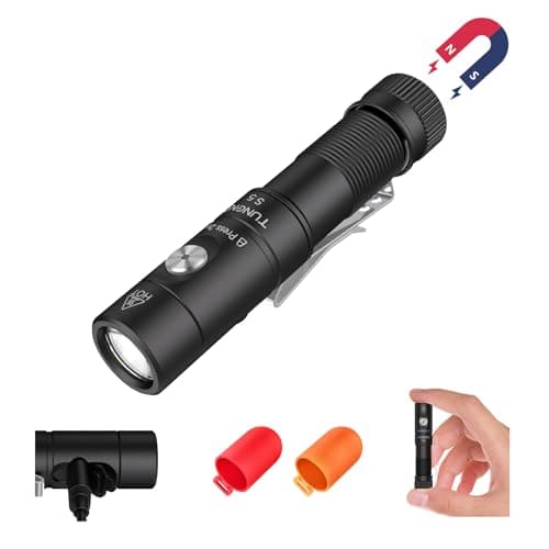 TUNENGE S5 1400 Lumens Mini Flashlight Rechargeable- Super Bright LED Pocket Light with Magnet & Clip, Red/Orange Diffuser,Small AA EDC Flashlight for Outdoor, Camping, Hiking, Emergency - Image 1