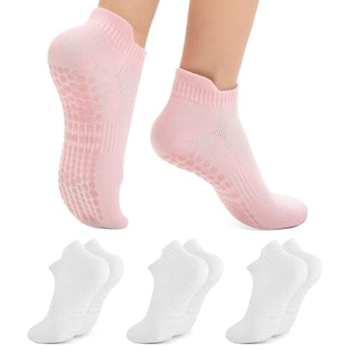 Walifrey Grip Pilates Socks, Yoga Socks with Grips for Women Non Slip (White/White/White) - Image 1