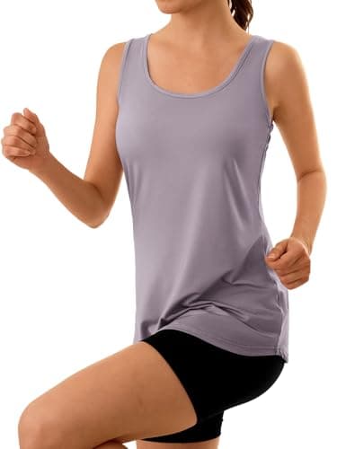 3rd hill Women's Workout Tank Tops Racerback Quick Dry Sleeveless Shirt for Yoga Running Gym Loose Fit Athletic Tanks Gray L - Thumbnail 2