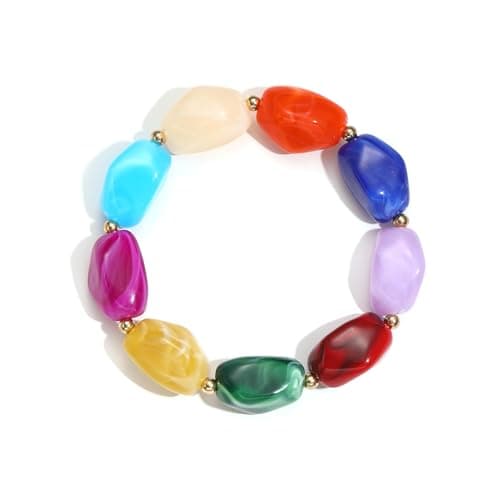 chorfla Colorful Beaded Bracelets for Women, Boho Chunky Resin Beads Elastic Stretch Bracelet, Vibrant Summer Beach Jewelry Accessories - Image 1
