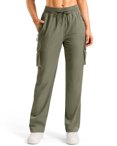 Soothfeel Women's Lightweight Hiking Cargo Pants with 6 Pockets 29" Quick Dry Travel Pants Casual Safari Jogger Outdoor, Sage Grey, L, - Image 1
