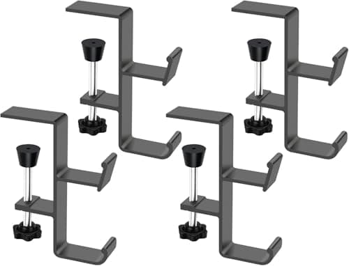 4 Pack Stocking Holders for Mantle for Christmas Decorations,2 in 1 Mantle Garland Holder for Hanging Christmas Stockings,No Drilling Required & Adjustable Garland Hanger, Metal(Black) (4 Black)