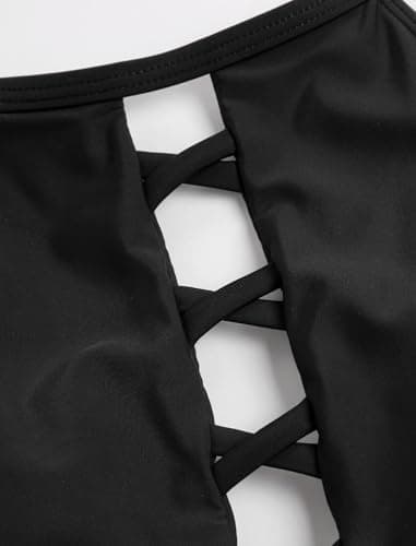 ZAFUL Bikini Sets for Women Two Piece Swimsuit High Waisted Bikinis Skirt Swim Suits for Women Tummy Control Bathing Suits Black Flower XL - Thumbnail 5