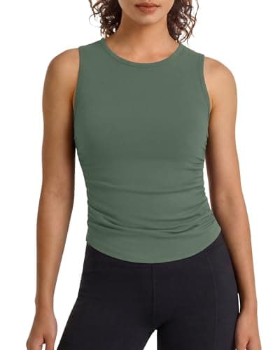 G4Free Running Tank Tops for Women Tennis High Neck Yoga Tanks Pilates Top Exercise Gym Athletic (Gray Sage,XL) - Image 1