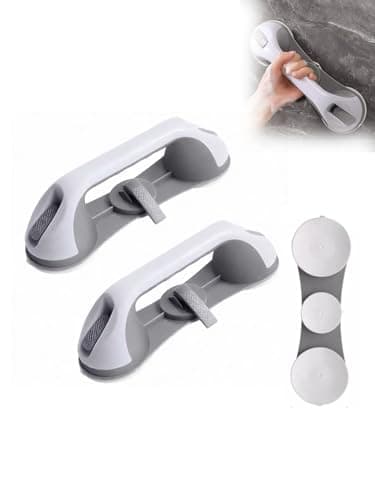 2-Pack Heavy Duty Suction Grab Bars 3 Suction Cups No Drill Removable Safety Handrails for Seniors Elderly Disabled Waterproof for Bathroom Shower Tub Toilet Supports Up to 250 LBS 113.4 KG - Image 1