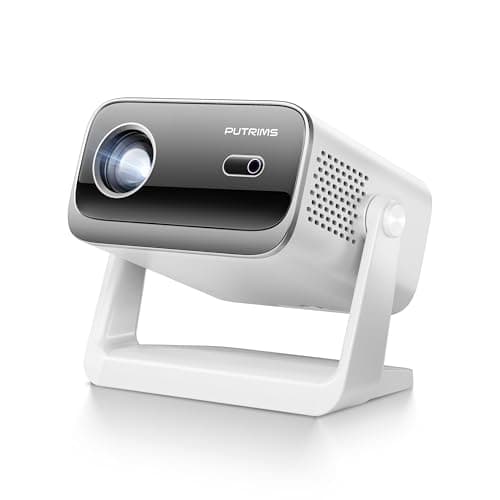 Projector with WiFi and Bluetooth - Mini Projector Short Throw[145°Adjustable-Stand & Electric Focus & Auto Keystone 50% Zoom] PUTRIMS Portable 1080P Home Outdoor Movie Proyector for TV Stick/Phone