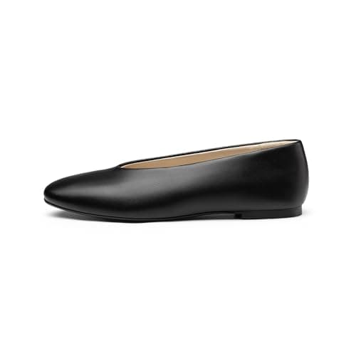 Athlefit Ballet Flat Shoes for Women Closed Round Toe Ballerina Black Flats Comfortable Slip On Casual Dress Shoes for Office Work Daily Size 9 - Thumbnail 5