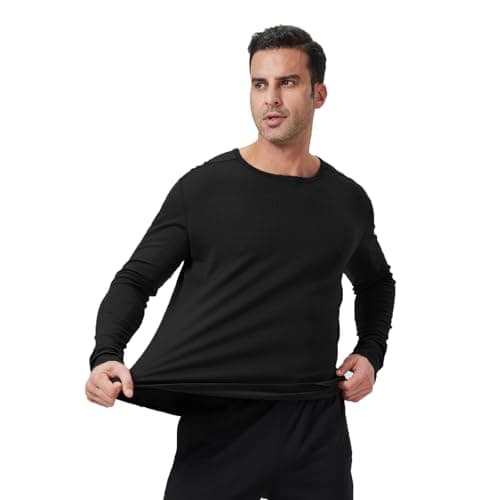Outdoor Men's Merino Wool Quick-Drying Hiking Warm Long-Sleeved Underwear Sports ski Base top 250g Black XXL - Thumbnail 3