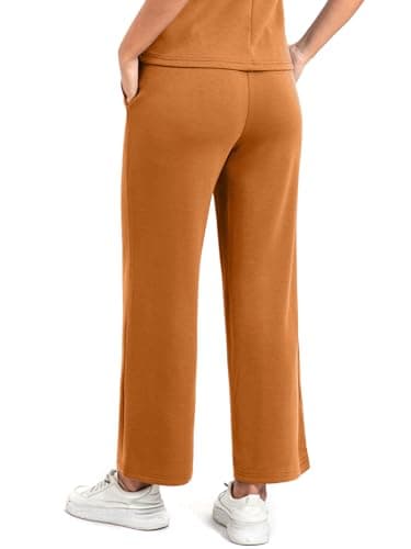 Casly Lamiit Womens Summer Outfits Matching Set Mock Neck Tank Top Crop Pants Tracksuit 2025 Trendy Lounge Clothes Dressy Work Travel Sweatsuit Orange XS - Thumbnail 3