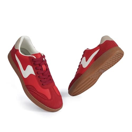 Tigeridea Womens Sneakers Comfortable Casual Shoes for Women Lace up Slip on Red Tennis Shoes Women's Fashion Sneakers Size 7 - Thumbnail 4
