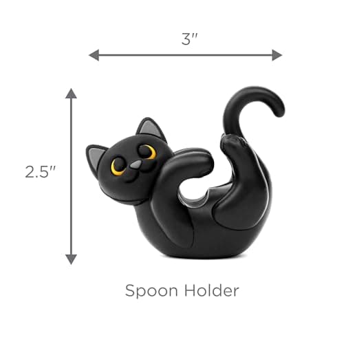 Black Cat Spoon Rest for Stove Top – Silicone Pot Clip Utensil Holder & Lid Lifter – Funny Kitchen Gadget, Unique Witchy Cat Gifts for Women & Halloween – 3" x 2.5" - Thumbnail 3