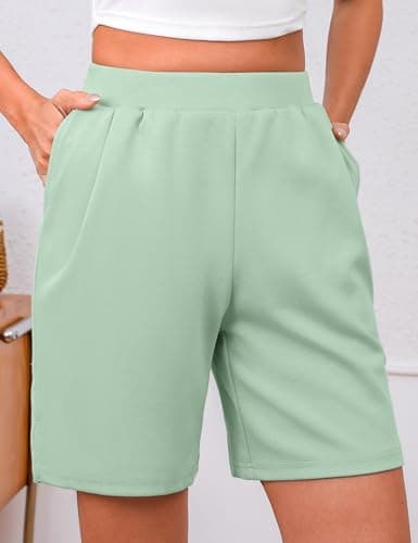 Quenteen Womens Air Layer Shorts Casual Summer Loose Athletic Short Lounge Running Shorts with Pockets Mint Green - Thumbnail 4