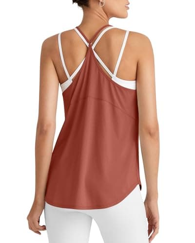 G4Free Athletic Tank Tops for Women Racerback Workout Gym Loose Fit Tanks Yoga Lightweight Muscle Active (Jam Brown,L) - Image 1