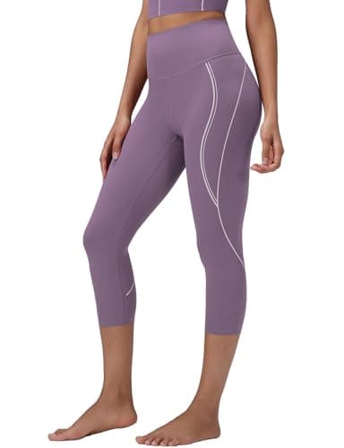 baleaf Freeleaf Broadway Women's Capri Leggings with Pockets, High Waisted Dance Yoga Workout Running Gym Casual Summer Capris Pants, Purple L - Image 1
