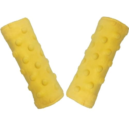 Baby Car Seat Neck Cover, Car Seat Strap Cover, Seat Belt Cushions Pads, Shoulder Strap Protectors, Reversible Pram Harness Covers in Minky Yellow, Baby Neck Pad Protector