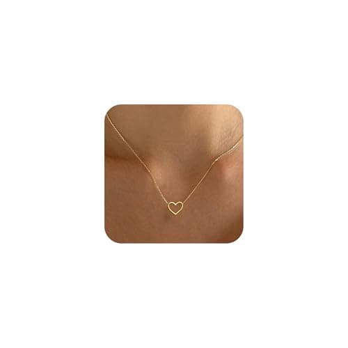 BAYLAY Heart Necklace for Women Girls, 18K Gold Plated Small Heart Necklace Gold Necklace for Women Teen Girl Gifts Trendy Stuff Gold Jewelry Mothers Day Gifts for Mom Grandma Women - Image 1