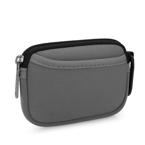 E-Tree Mini Neoprene Pouch Case for Phone Charger Airpods Cables Earphones MagSafe Power Adapter Keys Keychain Small Accessories Storage Organizer Tech Bag, Coin Purse Wallet, Zipper Pocket (Grey)
