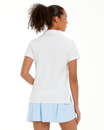 Stelle Women Golf Polo Shirts Tennis Shirt Short Sleeve V Neck Quick-Drying Collared Top(White, XL) - Thumbnail 6