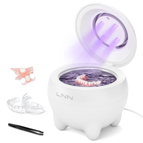 LNN Ultrasonic Retainer Cleaner - 45kHz Dental Cleaner with UV Light for Dentures, Mouth Guards, Aligners, Retainers & Toothbrush Heads - 180ML Capacity, Safe Deep Cleaning - Image 1