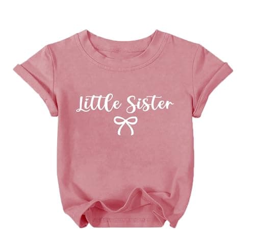 Big Sister Little Sister Matching Outfits Toddler Girls Bow Graphic Shirts Cute Matching Kids Tees Gift Tops - Image 1