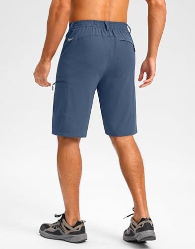 Pudolla Men's Hiking Shorts 11" Lightweight Cargo Work Shorts for Men Summer Travel Golf Casual Outdoor with 5 Pockets(Tibetan Blue XX-Large) - Thumbnail 4