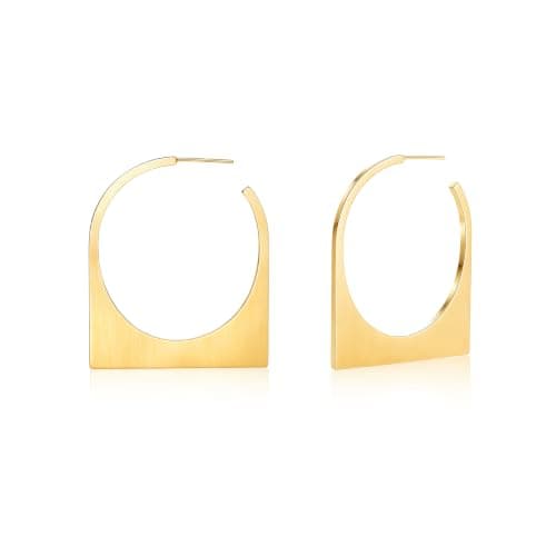 Poaiiu Chunky Gold Statement Hoop Earring for Women Geometric Square Trendy