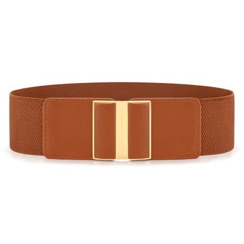 WHIPPY Women Wide Elastic Belt Stretchy Thick Belts for Women Dresses Ladies Fashion Waistband,Brown,XXL - Image 1
