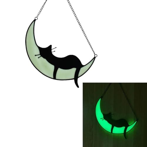 Cat Memorial Gifts for Mothers Day Glow in The Dark Window Suncatcher Whimsigoth Gift for Mother Father Friend Family Women Men(Green) - Image 1