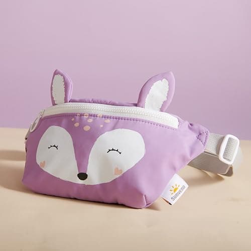 SUNVENO Kids Fanny Pack, Cute Fox Cartoon Waist Bag for Boys & Girls, Adjustable Crossbody Belt Pouch Ages 2-8, Travel Beach & Birthday Gift - Thumbnail 2