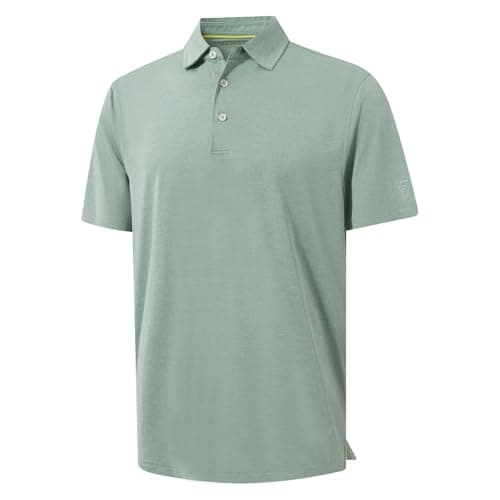 M MAELREG Golf Shirts for Men Soft & Lightweigh Short Sleeve Performance Polo Quick Dry Athletic Shirts for Men Grey Green - Image 1