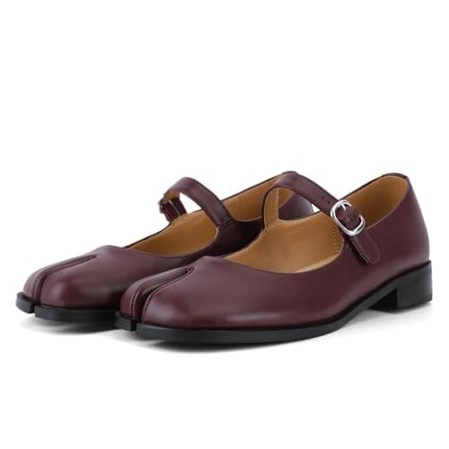 VOZTOLLS Ballet Flats Shoes for Women Mary Janes for Women Closed Round Toe Wide Width Dress Casual Pumps Low Heel Comfortable Shoes Burgundy Matte Size 9 - Image 1