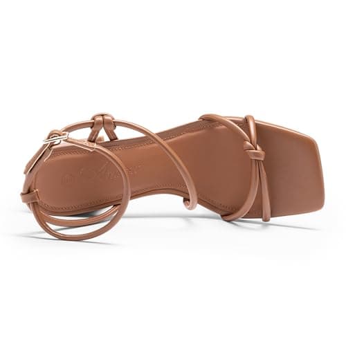 Athlefit Chunky Heels for Women Comfortable Square Open Toe Block Heeled Sandals Dressy Prom Shoes with Adjustable Ankle Strap for Wedding Party Business Casual Brown 7 - Thumbnail 6