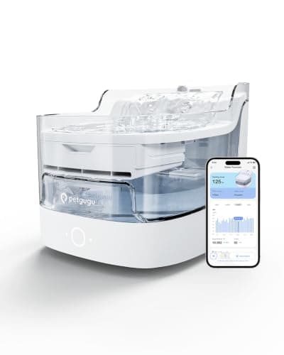 PETGUGU AI Cat Water Fountain with Smart App,8-Layer Filtration,Wireless Ultra Quiet Pump,Pet Health Manager,2.4G WiFi Automatic Water Dispenser for Cats Dogs Pet Water Fountain Easy to Clean