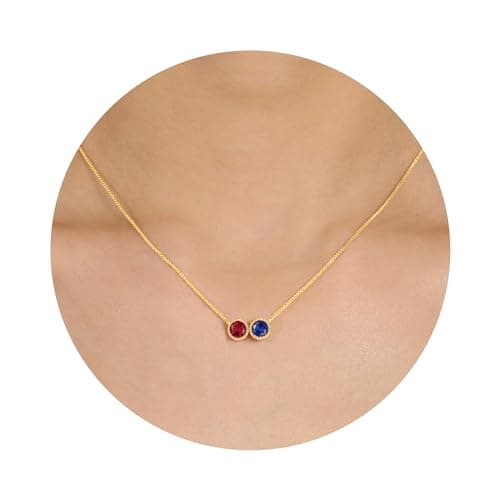 Sistble Sapphire Necklace Women Birthday Gift Ideas Gold Necklaces September July Birthstone Mothers Day Gifts for Wife from Husband Dainty Ruby Jewelry