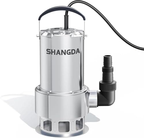SHANGDA Sump Pump 1.5HP Submersible Water Pump 4500GPH Stainless Steel Electric Clean/Dirty Water Draining Transfer Pumps with Adapters for Pool Hot Tub Pond - Image 1