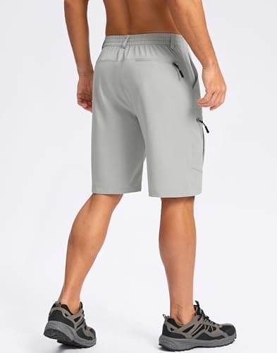 Pudolla Men's Hiking Cargo Shorts 9" Lightweight Stretch Travel Work Shorts for Men Outdoor Casual with 5 Pockets(Bright Grey X-Large) - Thumbnail 4