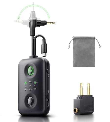 Bluetooth 5.4 Transmitter Receiver, Upgraded 180° Rotatable 3.5mm Aux/USB-C Adapter for Airplane, TV, PS5, Phone, Qualcomm aptX Adaptive Low Latency for Dual AirPods/Headphones (3 in 1) - Image 1