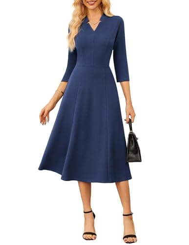 GRACE KARIN Navy Blue Dress for Women,Work Dresses for Women 2026,3/4 Sleeve Office Dress with Pocket S - Image 1