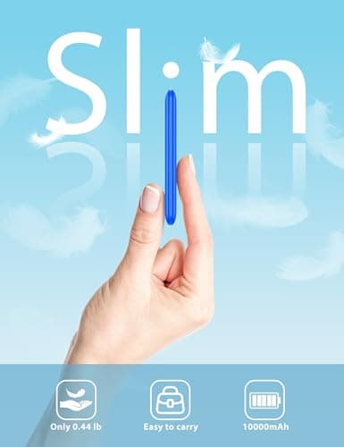 miisso 10000mAh Compatible with iPhone 15/16/17 and Android, Slim Portable Charger with Built in Cable, Power Bank Travel Charger External Battery Pack for Phone, 3 Output USB Type C Cord, Deep Blue - Thumbnail 2