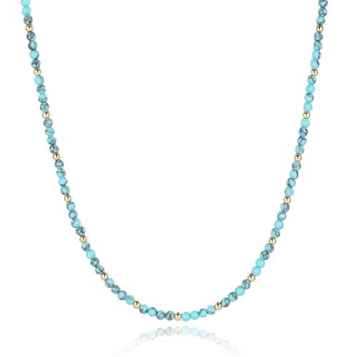 chorfla Turquoise NecklaceBead Choker Necklace for Women,Turquoise Beaded Gemstone Necklaces Summer Jewelry Boho Bead Choker Emerald Jewelry Birthstone Necklace for Teens Friends Daughter Sister - Image 1