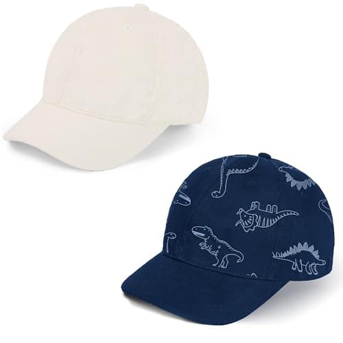Urban Virgin Toddler Baseball Hat Baby Boys Cap Girls Adjustable Dinosaur Baseball Hats Kids Boy Caps Toddler Sun Hats A-White&B-Dark Blue 6-24 Months - Image 1
