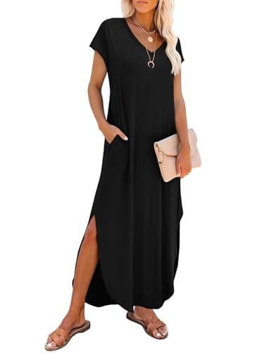 RUMIA Summer Maxi Dresses for Women Cap Sleeve Long Sundress with Pockets - Image 1