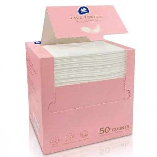 Vinda Clean Face Towels Disposable - Makeup Remover Wipes Sensitive Skin - Dry Face Wipes for Women Men Cleansing - Face Wash Cloths with XL Size - 50 Count - Image 1