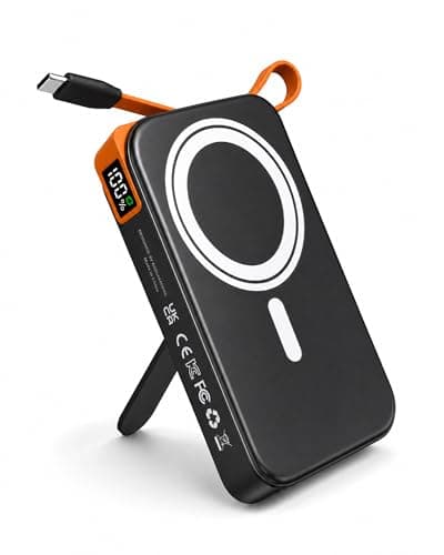 3-in-1 Magnetic Portable Charger with Stand, for Magsafe Power Bank Fast Charging, 10000mAh Wireless Battery Pack with Built in USB C Cable, Powerbank for iPhone17/16/15/14/13/12 Travel & Daily Use - Image 1