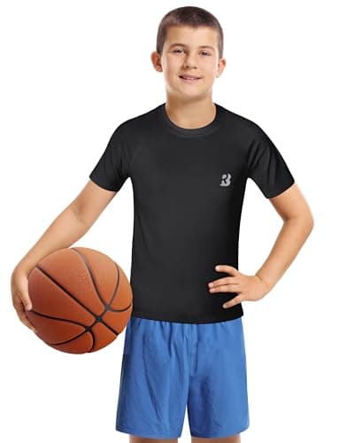 Roadbox Boys Youth Compression Shirt - Short Sleeve Undershirt for Kids Quick Dry Athletic Baseball T-Shirt Base Layer - Thumbnail 2