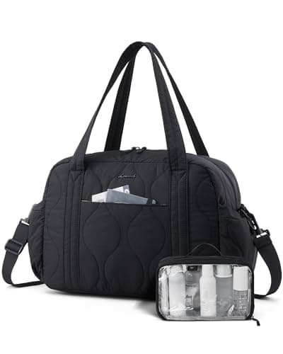 LOVEVOOK Duffle Bag for Travel, Puffer Weekender Gym Bags for Women with Toiletry Bag, Lightweight Carry on Overnight Bag Hospital Bag, Personal Item Bag for Airplanes - Image 1