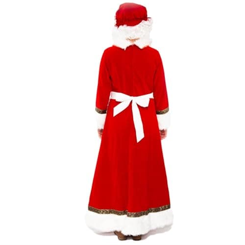 Kofero Mrs. Claus Costume for Women Plus Size Outfit Christmas Adult Santa Dress with Apron Wig and Glasses for Cosplay Party - Thumbnail 3