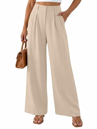 NIMIN High Waisted Wide Leg Dress Pants for Women,Apricot,2XL